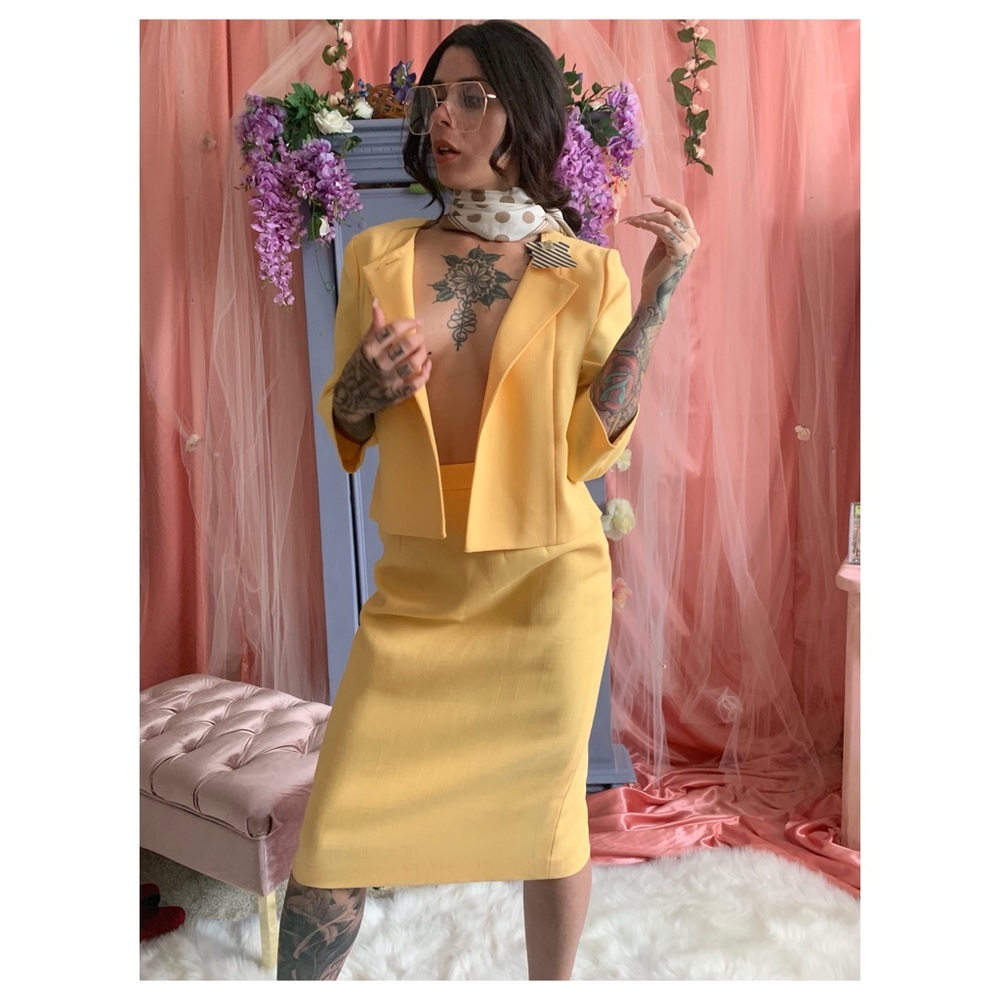 French Yellow Vintage Skirt Set
